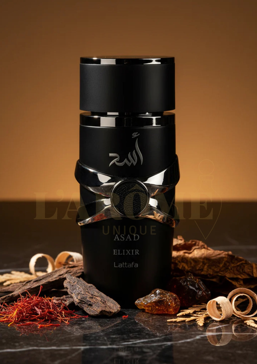 Asad Elixir Lattafa | Perfume Árabe Masculino Amaderado con Azafrán y Tabaco