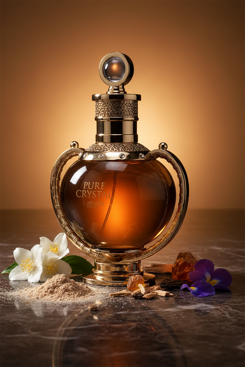 Pure Crystal Lattafa — Fotografía editorial de lujo
