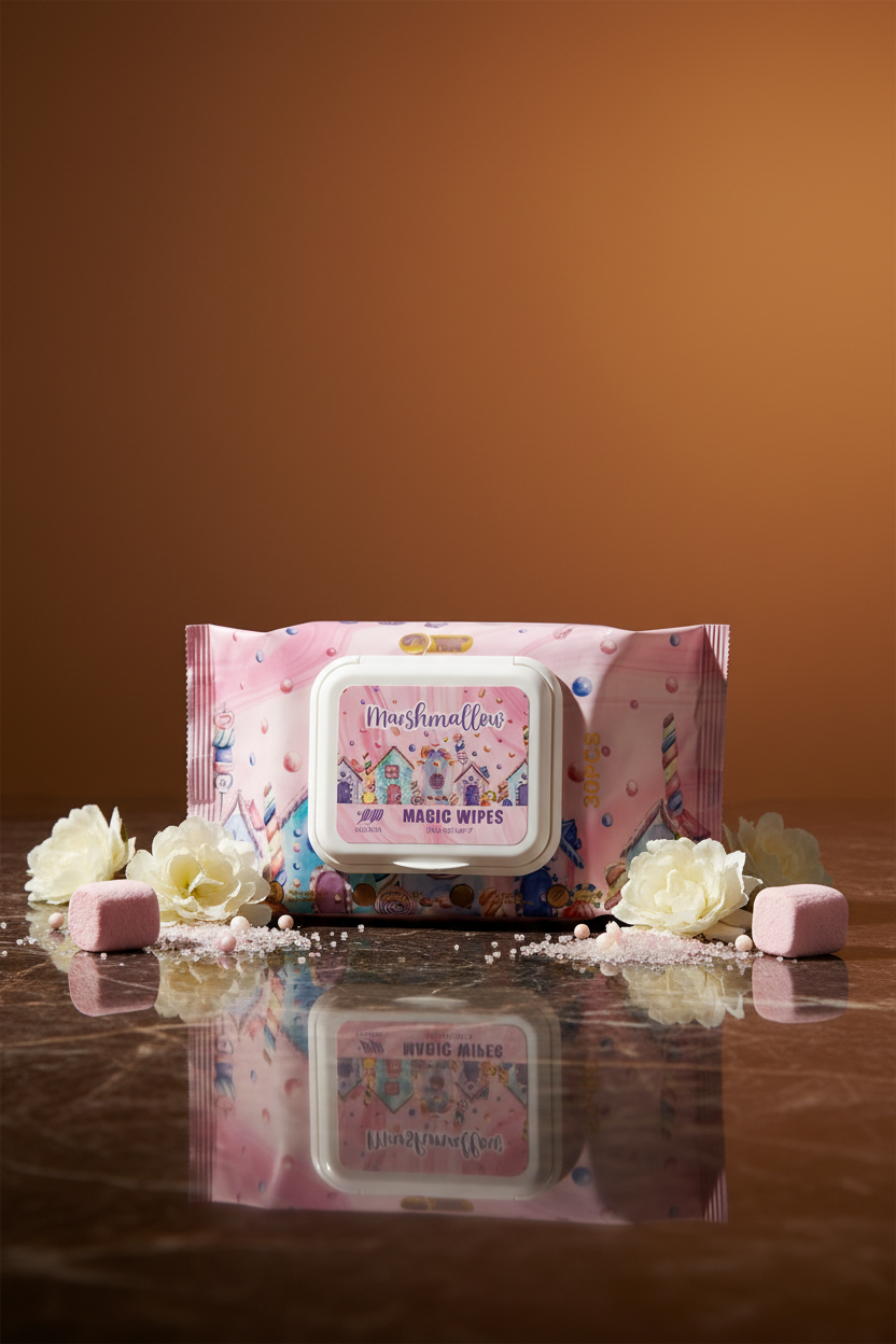 Marshmallow Magic Wipes MOMIN 30 pcs - Foto editorial de lujo